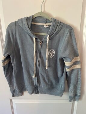 Pipeline Blue Zip Hoodie with Striped Sleeves Myrtle Beach